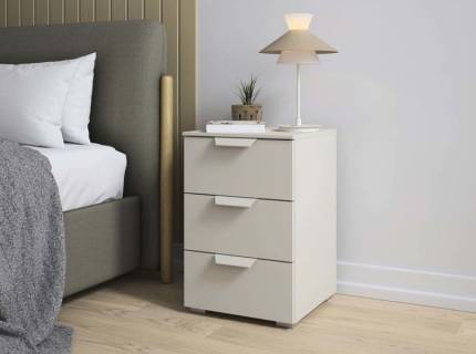 Noptiera cu 3 sertare ADITIO 40x42x61cm champagne, maner champagne