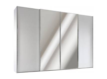 Dulap cu 4 usi glisante 373x240x68cm alb mat/ oglinda, maner crom model 2 SINFONIE PLUS 