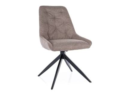 Scaun tapitat ASTI BREGO rotativ, material textil beige 52x63xH88cm, picioare negre