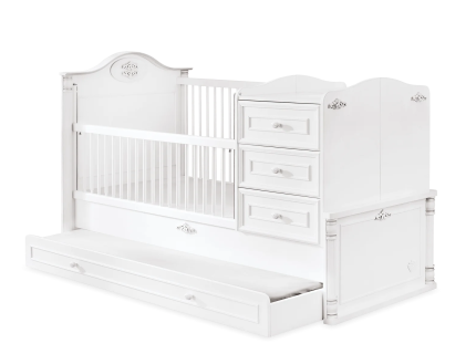Patut transformabil cu pat suplimentar (80x180cm) ROMANTIC BABY 