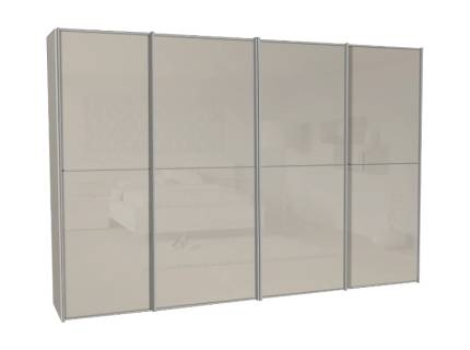 Dulap cu 4 usi glisante 373x240x68cm sand mat/ sticla sand, maner aluminiu model 43 SINFONIE PLUS 