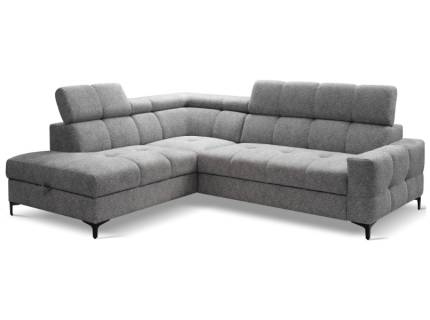 Coltar extensibil LENO cu lada pentru depozitare, tetiere reglabile, personalizabil 254x212cm