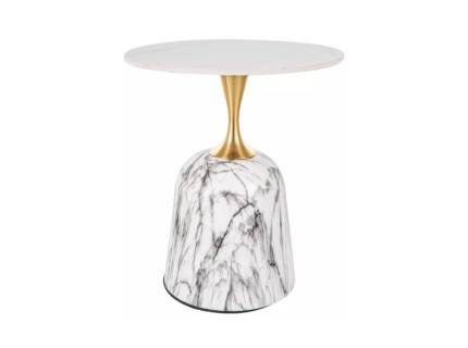 Masuta FAMA din ceramica cu efect de marmura alb lucios, metal auriu 50xH59cm