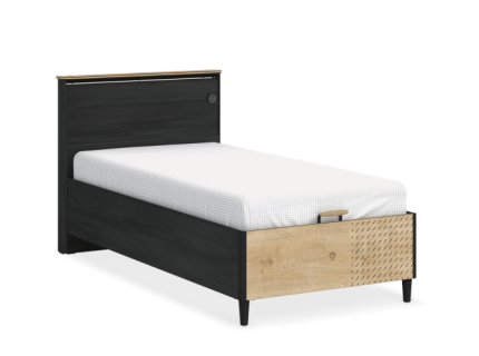 Pat cu lada si tablie (120x200cm) BLACK