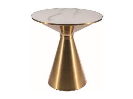 Masuta ARIES din ceramica cu efect de marmura alb lucios, metal auriu 50xH53cm