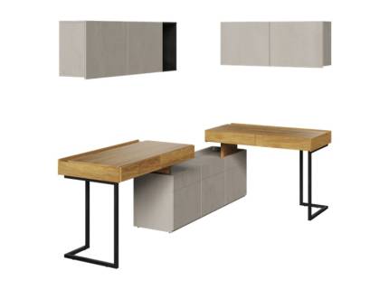 Set 2 birouri mici cu corpuri suspendate TEEN FLEX 08B 230x110x193cm cu comoda