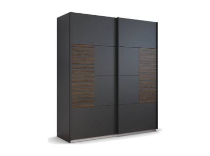 Dulap cu usi glisante BAREA 181x210x62cm gri metalic + stejar Atlantic dark, maner gri metalic