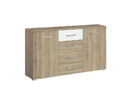 Comoda cu 2 usi si 4 sertare BARCELONA 140x81x42cm sanremo/ alb alpin