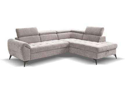 Coltar extensibil EDEN cu lada pentru depozitare, tetiere reglabile, personalizabil 248x200cm