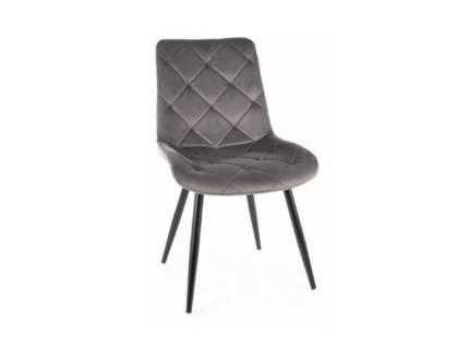 Scaun tapitat RALPH VELVET modern, catifea grey 51x63xH88cm, picioare negre