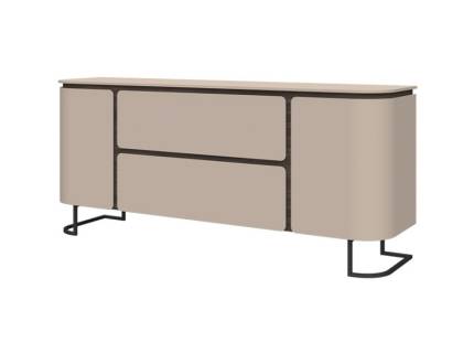 Comoda cu 2 usi si 2 sertare AURA 182x79x46cm mocca/ stejar Baroc, picioare antracit