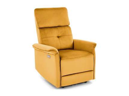 Fotoliu SEMIR cu recliner electric, port USB, confortabil, catifea curry 80x90xH108cm 