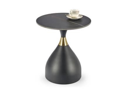 Masuta SCALITA din ceramica cu efect de marmura neagra, metal negru + auriu 50xH57cm