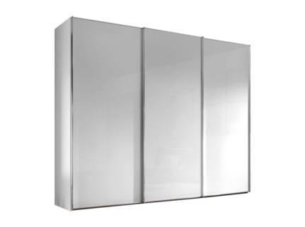 Dulap cu 3 usi glisante 249x240x68cm alb/ sticla alba, maner crom model 3 SINFONIE PLUS  