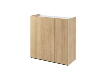 Comoda EASY EA-03 cu 3 usi 95x95x40cm stejar/ alb lucios