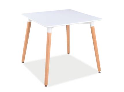 Masa NOLAN II din MDF alb, lemn masiv stejar 80x80xH73cm