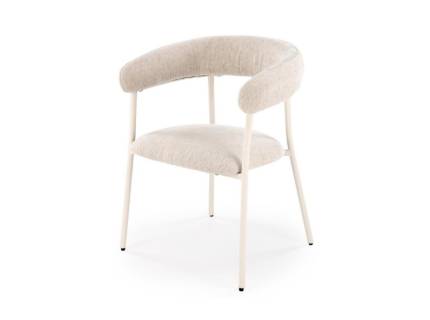 Scaun tapitat K557 minimalist, material textil beige 60x64xH75cm, picioare casmir