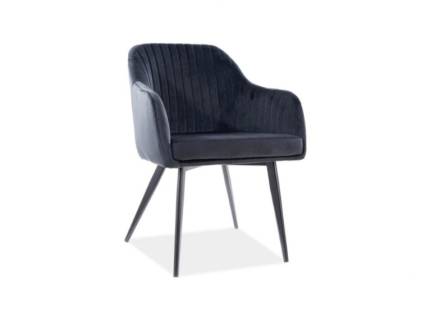Set 4 scaune tapitate ELINA VELVET catifea black 48x47xH82cm, picioare negre 