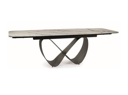 Masa extensibila INFINITY CERAMIC WHITE din ceramica cu efect de marmura Amber Bianco alba, metal negru 160-240x95xH76cm