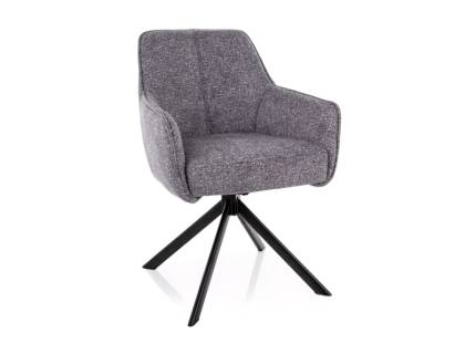 Scaun tapitat NOTTI LEO rotativ, material textil grey 55x62xH83cm, picioare negre  