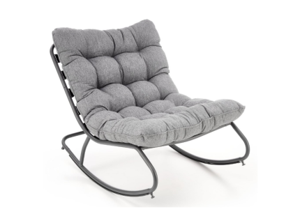 Fotoliu GATTO material textil gri, cu functie de balansare, cadru metalic negru, 80x115xH70cm