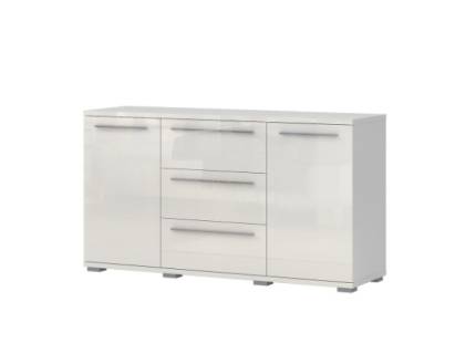 Comoda cu 2 usi si 3 sertare PIANO BEIGE 153x85x45cm bej lucios, manere crom