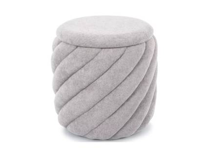 Taburet PELARO cu spatiu pentru depozitare, material textil gri 42xH41cm