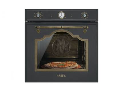 Cuptor incorporabil electric Smeg Cortina SFP750AOPZ, 60 cm, antracit, pirolitic, retro, pizza