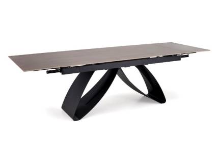 Masa extensibila HILARIO WOOD din piatra sinterizata nuc, metal negru 180-260x90xH75cm