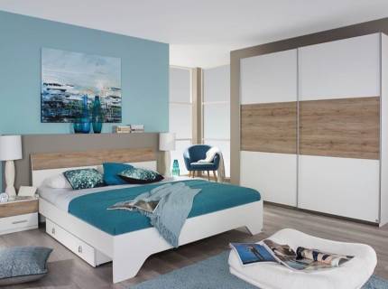 Cadru pat HEINSBERG 160 / 180cm alb alpin/ sanremo