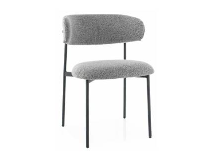 Scaun tapitat ELTON minimalist, material textil grey 56x58xH80cm, picioare negre