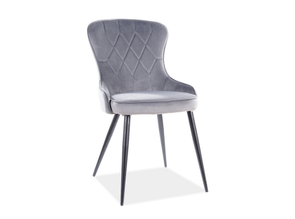 Scaun tapitat LOTUS VELVET catifea grey 52x61xH91cm, picioare negre