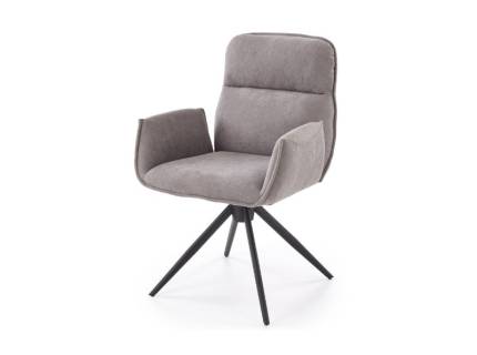 Scaun tapitat K574 rotativ, confortabil, material grey 49x49xH88cm, picioare negre