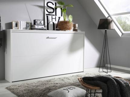 Pat rabatabil pe perete cu somiera ALBERO EXTRA (90x200cm) alb alpin