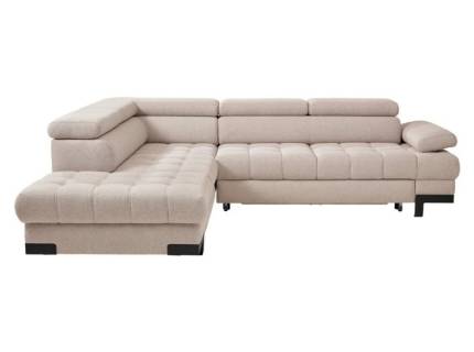 Coltar extensibil SELVA L cu lada pentru depozitare, tetiere reglabile, personalizabil 263x223cm