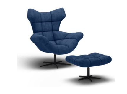 Fotoliu + taburet SENSI rotative, cu sistem de balansare, modern 103x84xH119cm / 69x46xH45cm