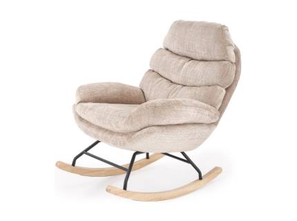 Fotoliu GIORGIO cu functie de balansare, material textil plusat beige, picioare nuanta lemnului + negru 75x108xH100cm