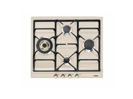 Plita incorporabila pe gaz Smeg Cortina SR764PO, 60 cm, retro, crem