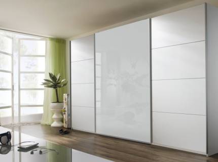 Dulap alb alpin/sticla alba 361x229x62cm KULMBACH