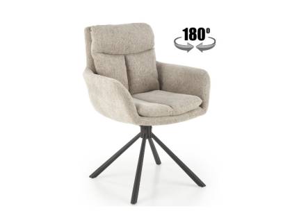Scaun tapitat K495 rotativ, confortabil, material textil beige 50x50xH87cm, picioare negre