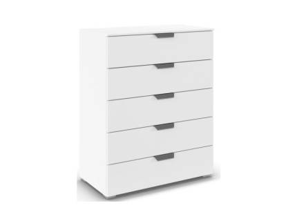 Comoda cu 5 sertare ADITIO 80x100x42cm alb alpin, manere crom 
