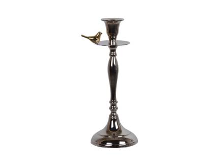 Sfesnic mare metal argintiu cu pasare 10x10x32cm 