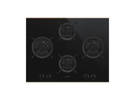 Plita incorporabila vitroceramica pe gaz Smeg Dolce Stil Novo PV664LCNR, 65 cm, negru