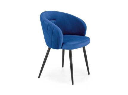 Scaun tapitat K430 design rotunjit, catifea blue 61x54xH77cm, picioare negre