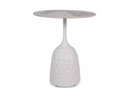 Masuta SALO A din ceramica cu efect de marmura alb lucios, metal alb mat 50xH60cm