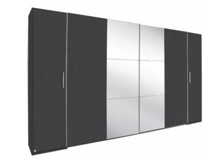 Dulap cu 2 usi cu balamale si 2 usi glisante KRONACH II 355x210x59cm gri metalic/ oglinda 