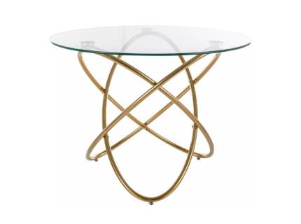 Masa ORBIT GOLD din sticla transparenta, metal auriu 100xH75cm