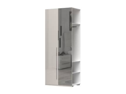 Extensie dulap cu 2 usi cu balamale PIANO BEIGE 92x224x56cm bej lucios/ oglinda, manere crom