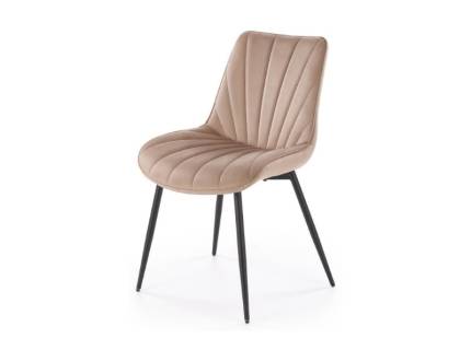 Scaun tapitat K589 catifea beige 50x63xH87, picioare negre