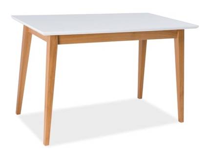 Masa BRAGA din MDF alb, lemn masiv stejar 120x68xH76cm